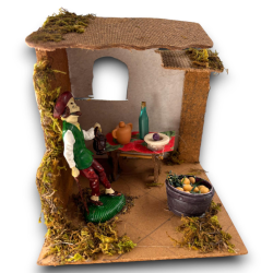 3 Scenari Presepe con Porticato in Legno - 13x15x15 cm - 3 Ass.