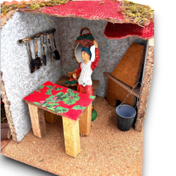 3 Scenari Presepe con Porticato in Legno - 13x15x15 cm - 3 Ass.