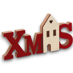 Scritta di Natale in Legno Natale, Decorazione Natalizia con dettagli in velluto, da 40 cm