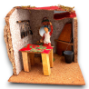 3 Scenari Presepe con Porticato in Legno - 13x15x15 cm - 3 Ass.