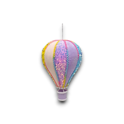 Mongolfiera Glitterata Grande - Palla di Natale da 32 cm con Paillettes ROsa e Bianca