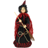 Pupazzo Befana con vestito a righe, mantello e scopa 40 cm