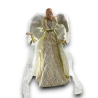 Statuina Angelo Natalizio Decorativo da 65 cm Abito Bianco e Dettagli Oro Angelo Gloria per Decorazioni Natalizie