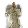 Statuina Angelo Natalizio Decorativo da 65 cm Abito Bianco e Dettagli Oro Angelo Gloria per Decorazioni Natalizie