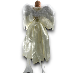 Statuina Angelo Natalizio Decorativo da 65 cm Abito Bianco e Dettagli Oro Angelo Gloria per Decorazioni Natalizie