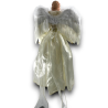 Statuina Angelo Natalizio Decorativo da 65 cm Abito Bianco e Dettagli Oro Angelo Gloria per Decorazioni Natalizie