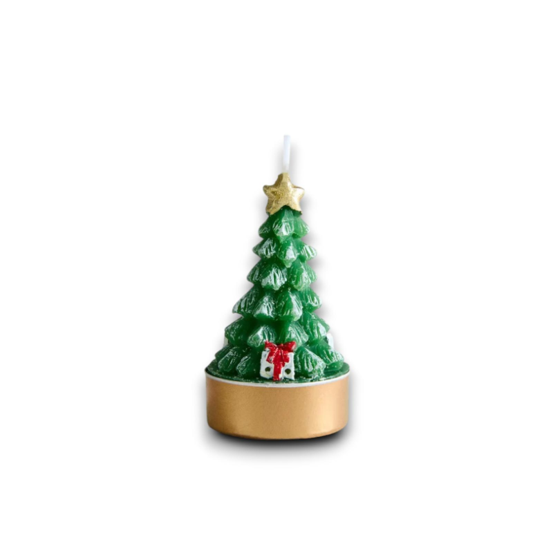 Set 24x Candele a Forma di Albero di Natale Glitter tealights 5,5 x 5,5 cm assortite Santa Claus