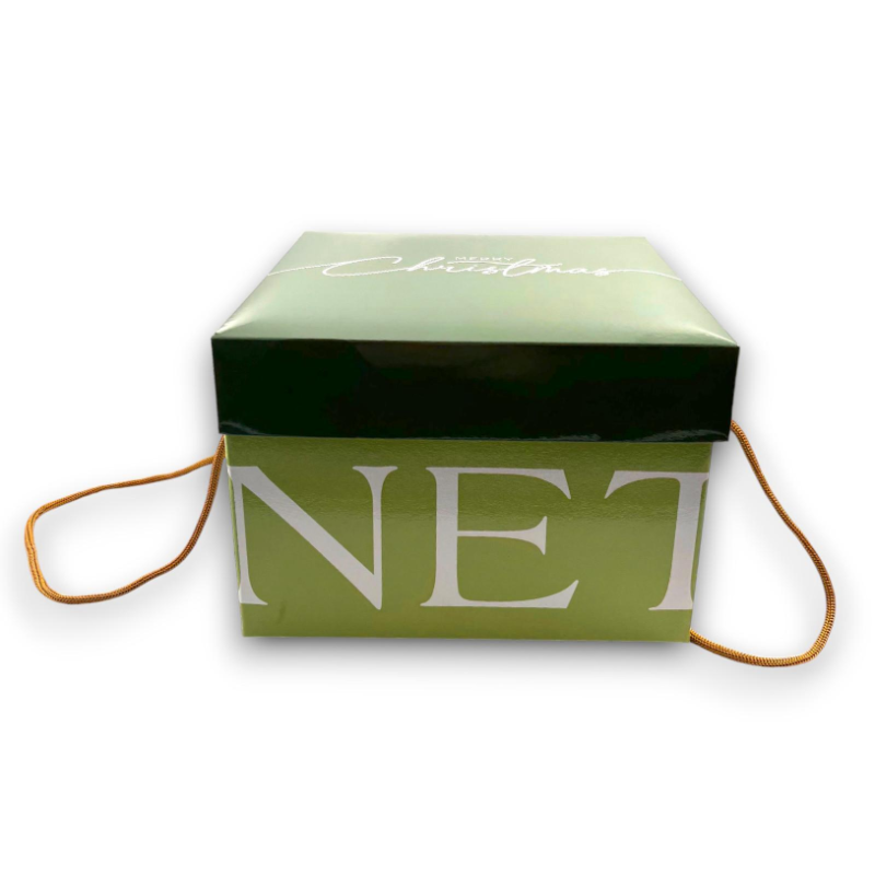 Scatola Panettone - 24,5x24,5x17 cm - Verde Chiaro e Scuro