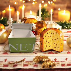 Scatola Panettone - 24,5x24,5x17 cm - Verde Chiaro e Scuro