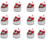 Set 12 Candele a Forma di Trenino Babbo Natale Tealights 3,5 x 5,5 cm 3 soggetti con vasetto 