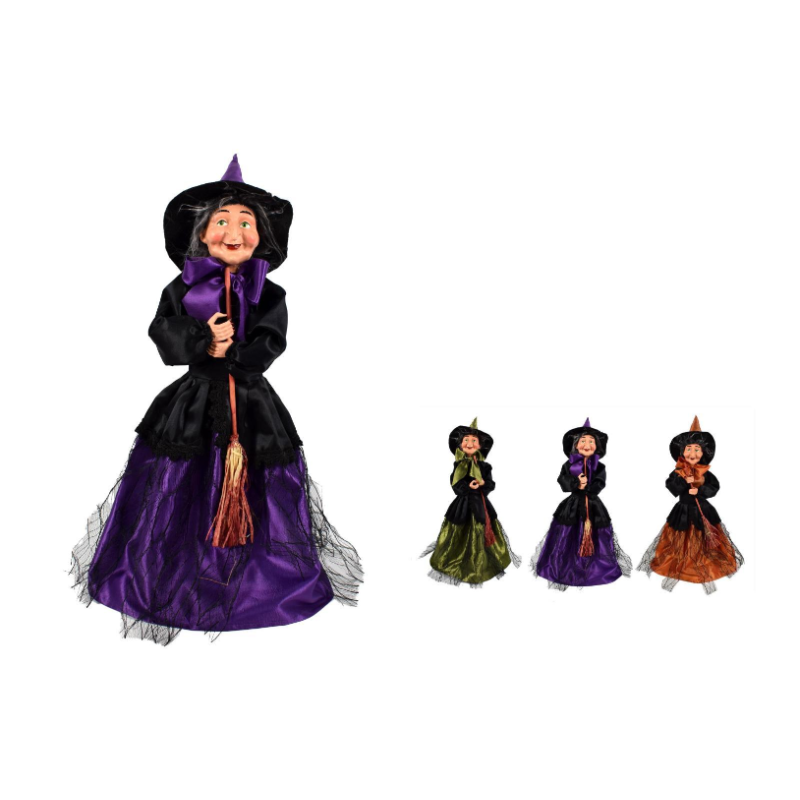 Pupazzo Befana 3 ass. con scopa 40 cm