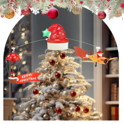 Puntale Rotante per Albero di Natale con Mongolfiera e Aereo di Babbo Natale con MOVIMENTO 65 cm 