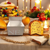 Scatola Panettone - 24,5x24,5x17 cm - Beige/Marrone