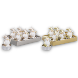 Set 12 Candele a Forma di Gnomi Elfi di Babbo Natale, Candela Ttealights 3,5 x 5,5 cm 3 soggetti con vasetto 