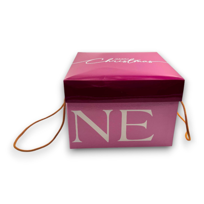 Scatola Panettone - 24,5x24,5x17 cm - Rosa/Viola