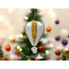 Mongolfiera Glitterata Grande - Palla di Natale da 32 cm con Paillettes Bianca e Oro