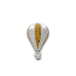 Mongolfiera Glitterata Grande - Palla di Natale da 32 cm con Paillettes Bianca e Oro