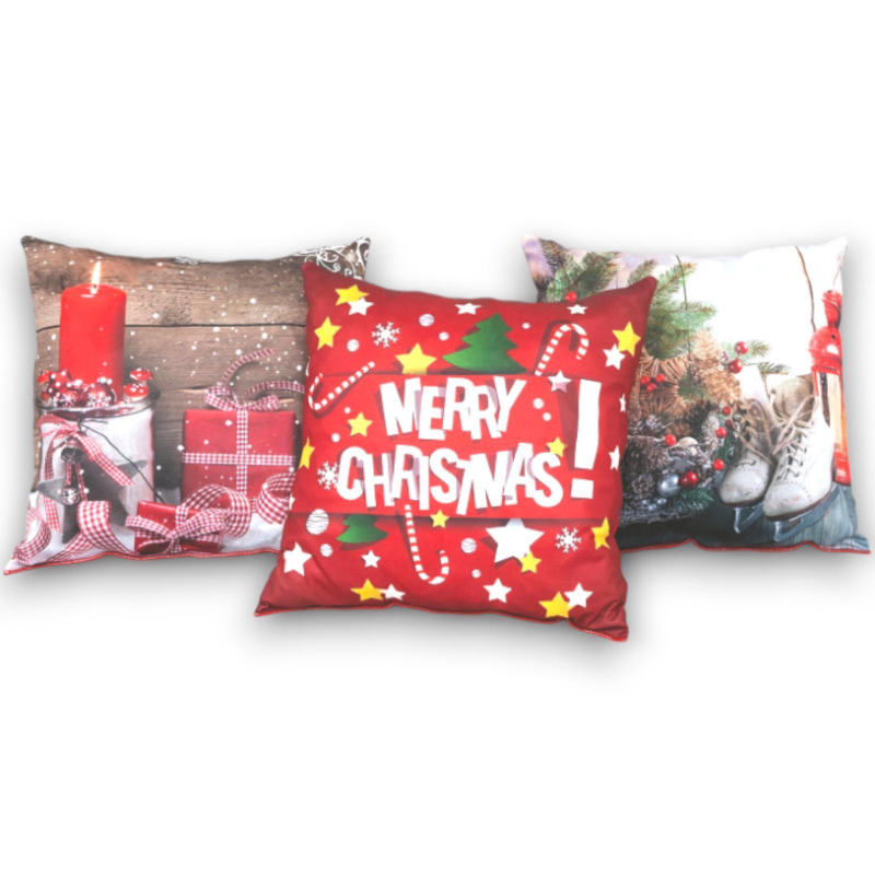 Cuscino Poliestere - Decorazioni Natalizie - 40 cm - 3 Mod. Assortiti - AC-13752