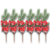 Set 6 Rametti in Pvc - Decorazione Bacche Rosse e Mele Zuccherate - 35 cm - AP-48466