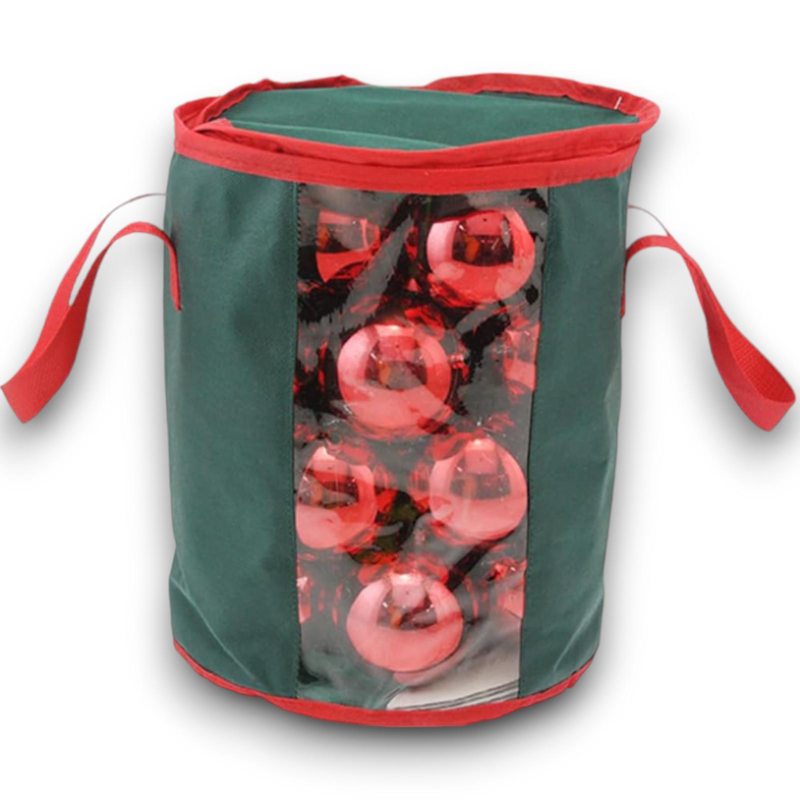 Borsa Per Decori - Poliestere - 25x30 cm - Verde Rossa - Con Manico - V-54553