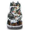 Villaggio Natalizio Innevato con Trenino e Pista Sciatori Illuminato - Decorazione 3D Natalizia 21x21x37cm