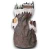 Villaggio Natalizio Innevato con Trenino e Pista Sciatori Illuminato - Decorazione 3D Natalizia 21x21x37cm