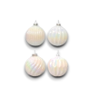 Set 12 Palline di Natale in Vetro 10 cm con Bianco Effetto Cangiante Lucente 4 Forme diverse Eleganti Rainbow