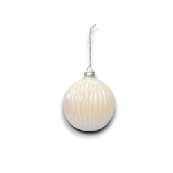 Set 12 Palline di Natale in Vetro 10 cm con Bianco Effetto Cangiante Lucente 4 Forme diverse Eleganti Rainbow