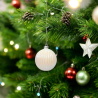 Set 12 Palline di Natale in Vetro 10 cm con Bianco Effetto Cangiante Lucente 4 Forme diverse Eleganti Rainbow