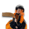 Bambola Pupazzo Befana 60cm seduta con Vestito a pois, Mantello e Scopa 