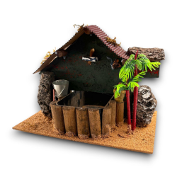 Fontana Presepe con Palme ed Anfore - Pompa Inclusa - 2 Varianti - 27x21x17 cm