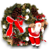 Ghirlanda con Babbo Natale Pigne e Sfere - 60 Cm