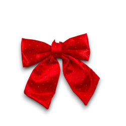 Fiocco Rosso Con Diamanti Oro - 22 Cm