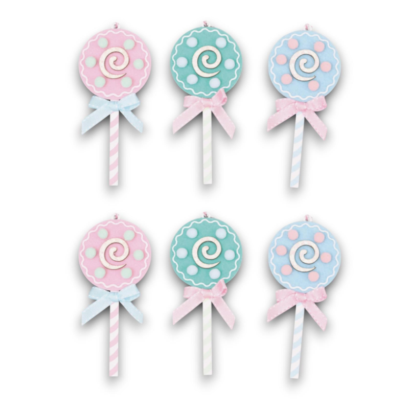Set 6 Chupa Chups in Legno Colori Pastello - 13 Cm