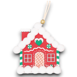 Set 6 Appendini Casetta Legno e Feltro con PonPon - 8x11 Cm