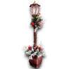 Lampione legno con Pianta Natilizia e luci - 120 cm