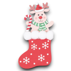 Set 6 Appendini Babbo Natale in Calza - 12 Cm