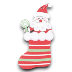 Set 6 Appendini Babbo Natale in Calza - 12 Cm