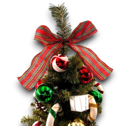 Albero Base Rossa Scozzese con Bastoncini e Pigne - 60 Cm