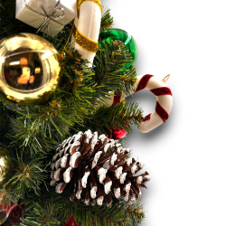 Albero Base Rossa Scozzese con Bastoncini e Pigne - 60 Cm