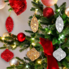 Set di 12 Palline Natalizie a Goccia Tinsel in foil da 10 cm  rosso e argento Finitura Lucida paillettes