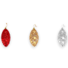 Set di 12 Palline Natalizie a Goccia Tinsel in foil da 10 cm  rosso e argento Finitura Lucida paillettes