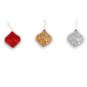Set di 12 Palline Natalizie a Goccia Tinsel in foil da 10 cm  rosso e argento Finitura Lucida paillettes