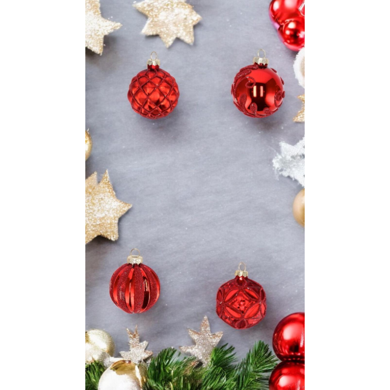 Star - 20x Palla in Vetro - Rosso - 6 cm - 105789