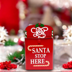 Christmas Cassetta Postale per Letterina di Babbo Natale Santa Stop Here 35 cm