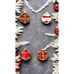 Star - 20x Palla in Vetro - Tartan - 6 cm - 105806