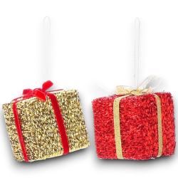 Star - 12 Pacchi Natalizi - Oro e Rosso - 6x6x7 cm - 108257