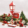 Lampione Natalizio in metallo con Babbo Lampada Lanterna Addobbi Natale Rosso 24x8x53 cm in latta