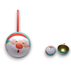 6x Palline per albero di Natale Infrangibili 8 cm in Latta Apribili  Faccine Viso Babbo Natale, Renna e Pupazzo di Neve da appen