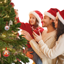 6x Palline per albero di Natale Infrangibili 8 cm in Latta Apribili  Faccine Viso Babbo Natale, Renna e Pupazzo di Neve da appen
